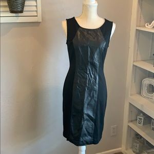 Black faux leather and cotton dress
